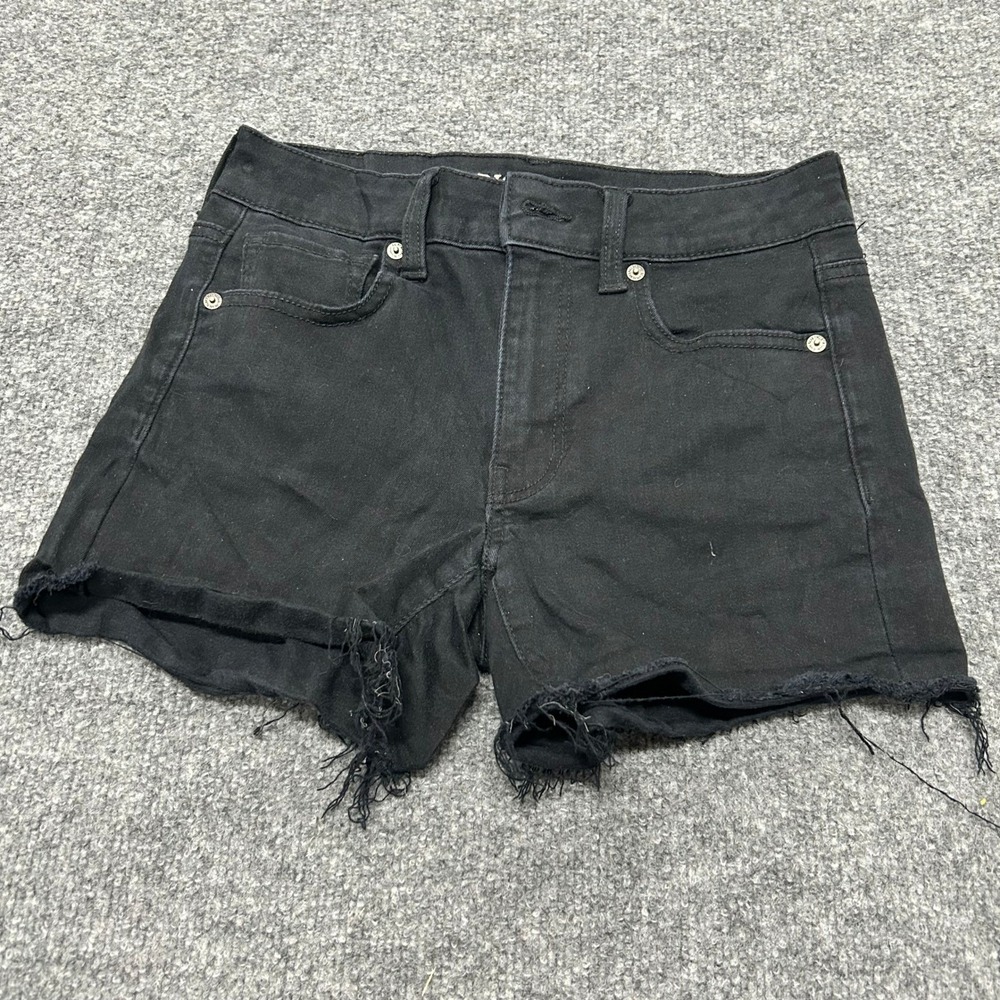 American Eagle Shorts Womens Size 2 Black Ne(x)t Level Stretch Raw Hem Denim